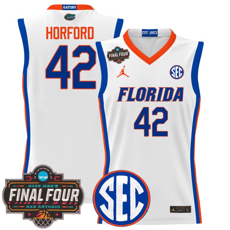 Men Florida Gators #42 Horford white 2025 Final Four Patch NCAA Jersey style 2->ncaa teams->NCAA Jersey